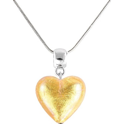 Lampglas Žiarivý náhrdelník golden heart s 24-karátovým zlatom v perle NLH24