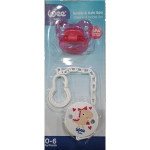Wee Baby Комплект залъгалка и верижка Wee Baby - 0-6 м, розов (371) - ozone