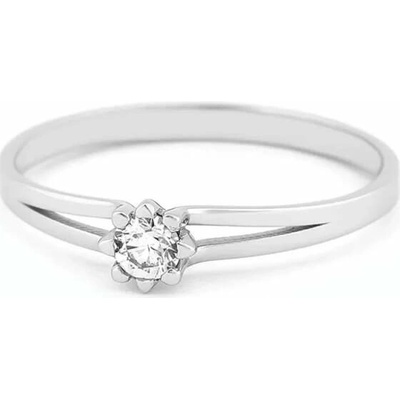 Klenoty Budín Diamantový zlatý prsten z bílého zlata s diamantem J 34015