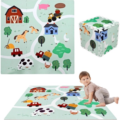 Humbi Pěnová podložka na hraní 90 × 90 cm silné puzzle z EVA pěny 9 dílů farma – Hledejceny.cz