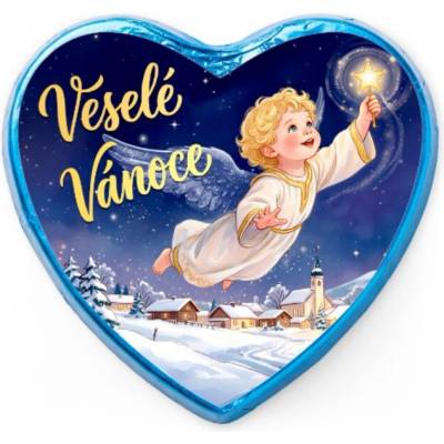CHOCO POLA Srdce Veselé Vánoce anděl 25 g