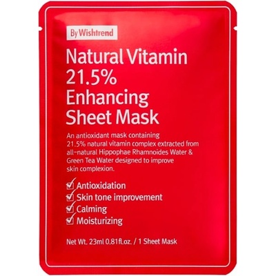 By Wishtrend Natural Vitamin 21.5 Enhancing Sheet Mask - Маска с антиоксиданти и витамини 1бр/23мл