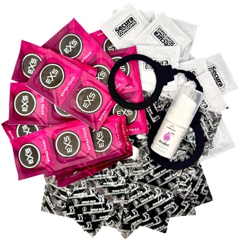 Sexy Elephant Усиленный комплект презервативов - Anal pack (72 ks) + анальная смазка SE 15 мл + силиконови белезници Белезници