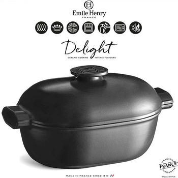 Emile Henry 4, 5 л черна керамична индукционна овална тенджера emile henry от серия delight