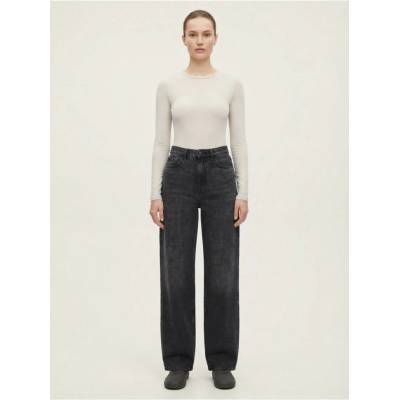 URBAN CLASSICS Dámské černé džíny s vysokým pasem wide leg