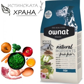 OWNAT Classic Fish - Натурална суха храна, с прясна риба за пораснали кучета от всички породи - 4 кг, Испания - 109034