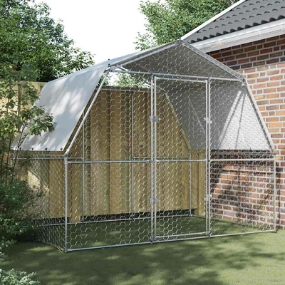 vidaXL Klec pro drůbež se střechou a dvířky 285 × 195 × 230 cm pozinkovaná ocel stříbrná 9799.3294910