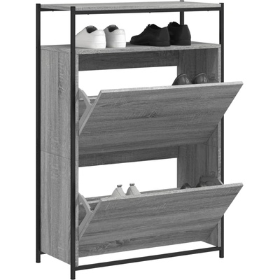 vidaXL Шкаф за обувки, сив сонома, 75x34x112 см, инженерно дърво (840037)
