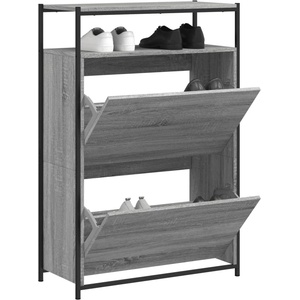 vidaXL Шкаф за обувки, сив сонома, 75x34x112 см, инженерно дърво (840037)