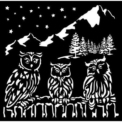 Stamperia Plastová šablona 18x18cm sovy