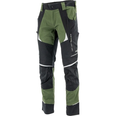 Sara Workwear Strečové kalhoty COTTONFLEX černé olivově zelené