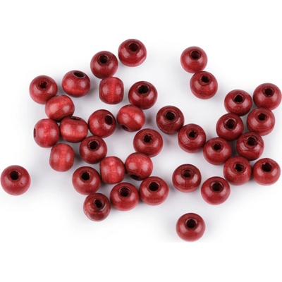 Stoklasa Dřevěné korálky Ø8-9 mm Balení: 20 g, Varianta: 18 červená tmavá 18 červená tmavá