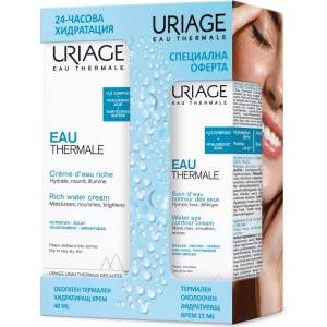Uriage Eau Thermale Комплект - Обогатен термален крем и Околоочен крем, 40 + 15 ml