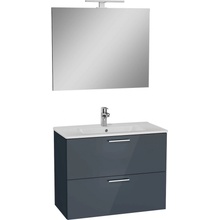 VITRA Koupelnová sestava s umyvadlem zrcadlem a osvětlením Vitra Mia 79x61x39,5 cm antracit lesk MIASET80A - MIASET80A