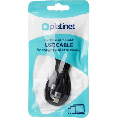 Platinet USB-C към USB-C 60W кабел с оплетка 1 м черен PSCCC120B (PSCCC120B)