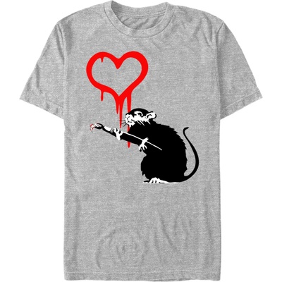ZOOT. Fan Сиво меланж тениска Banksy (Brandalised) Bansky Love Rat ZOOT. Fan | Siv | МЪЖЕ | M