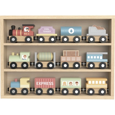 Tooky Toy vláčiky set pastel 12 ks