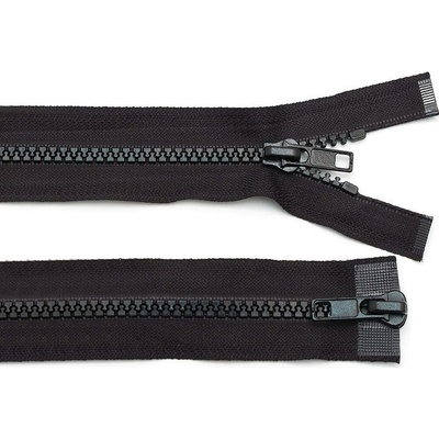 Zip kostěný No 5 dělitelný 2 jezdce / dvoucestný 70 cm bundový, malé, 322 černá