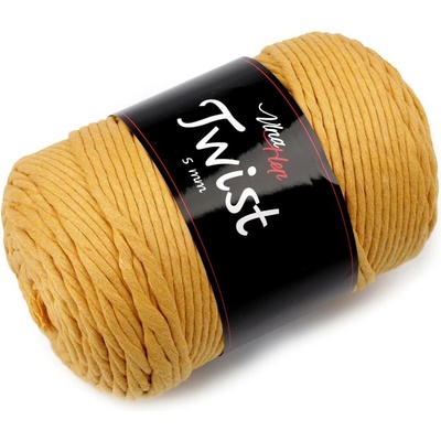 Bavlněná pletací příze Twist macrame 500 g rozčesávací, střední, 2 (8190) hořčicová