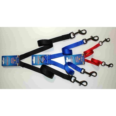 Miazoo Миазоо - Накрайник, повод изкуствена лента за две кучета 15мм/33см син