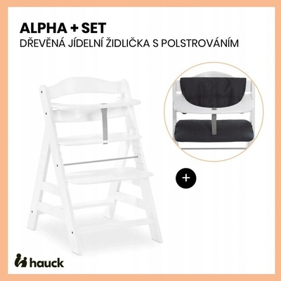 Hauck Alpha+ set 2v1 dřevěná židle, natural + polstrování Melange charcoal