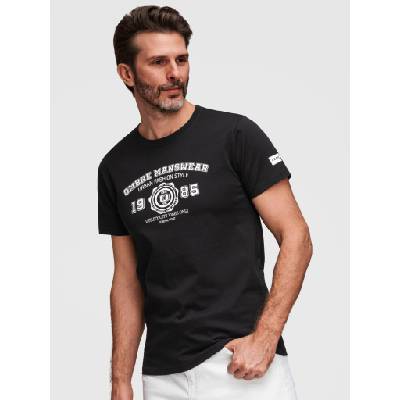 Ombre Clothing Мъжка памучна тениска с принт College - V2 black OM-TSPT-0269 Ombre Clothing Ombre Clothing | Cheren | МЪЖЕ | S