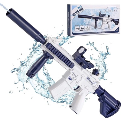 BATTLE Elektrická vodná pištoľ M416 zabudovaný 370 ml zásobník modrá CY012
