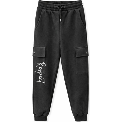 Fashionkids Chlapčenské cargo športové nohavice RESPECT čierne
