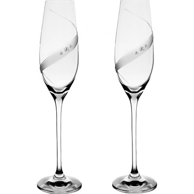 BOHEMIA CRYSTAL sekt flétny přátelská souprava Line Exclusive Swarovski 2 x 210 ml