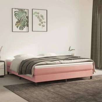 vidaXL Боксспринг легло с матрак, розово, 180x200 см, кадифе (3144350)