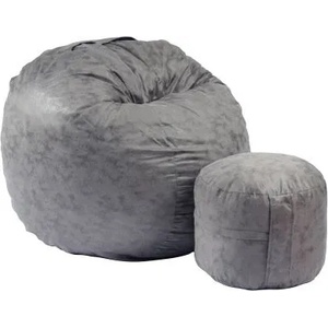 PUFRELAX Комплект, Барбарон с табуретка за крака, 500л. Matusalem - Smoke Grey, Перящ се калъф, Подходящ за деца, Пълнеж с микс от мемори пяна и дунапрен, Гама Premium (PUF-M-MO-PT-MNGRE) - topmarket
