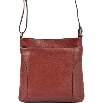 Patrizia Piu tmavěstředně velká kožená crossbody kabelka 417 červená