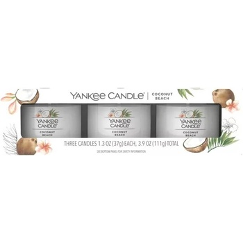 Yankee Candle Комплект Coconut Beach - Ароматна свещ, 3 х 37 g