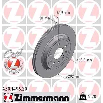 Brzdový kotúč ZIMMERMANN COAT Z 430.1496.20