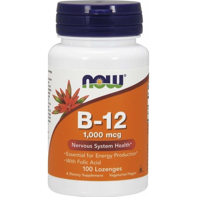 Now Vitamin B12 with Folic Acid Vit B12 a Kyselina listová 1000 mcg 100 pastilek