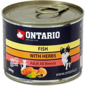 ONTARIO Can Mini MULTI FISH and Salmon Oil - консерва за куче с три вида риба и билки 200 гр, Чехия 214-2021