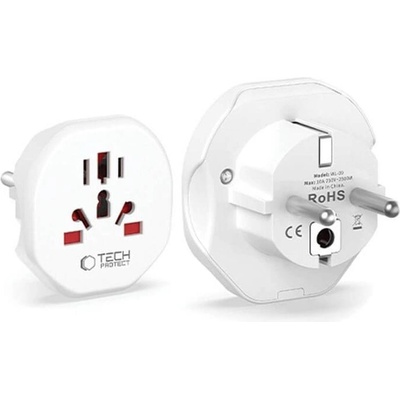 Tech-Protect EU Мрежови Адаптер, Tech-Protect Travel Adapter, Бял (WL-09)