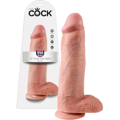 King Cock 12 semenník veľký dildo 30 cm naturálny