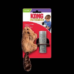 KONG Cat Refillable Beaver - Забавна котешка играчка - бобър с пълнител за коча билка стимулираща играта