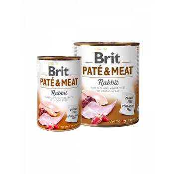 Brit pate & meat rabbit - консервирана храна за кучета с 27% прясно заешко месо и 44% пилешко 400гр