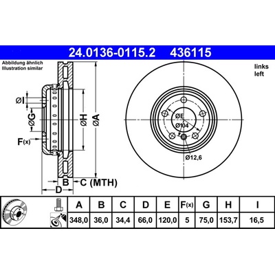 Brzdový kotúč ATE 24.0136-0115.2 (24013601152)