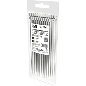 Entac 100 mm x 2, 5 mm кабелна превръзка за бързо освобождаване бяла 50 броя ECT-2.5-100-W (ECT-2.5-100-W)