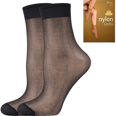 Lady B NYLON SOCKS 20 DEN dámske silonkové ponožky nesťahujúce lem 5 párov nero