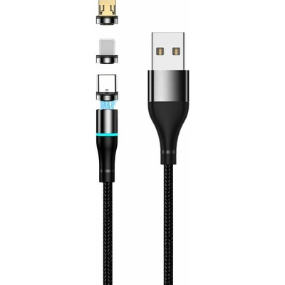 Setty GSM109713 USB magnetický, 2A, 1m, černý