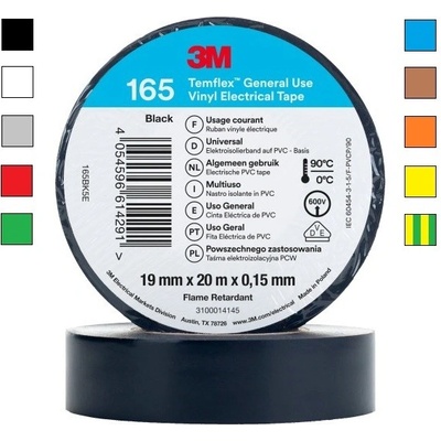 3M Temflex 165 Elektroizolační páska, 19 mm x 20 m 19 mm x 20 m hnědá/brown (7100184802)