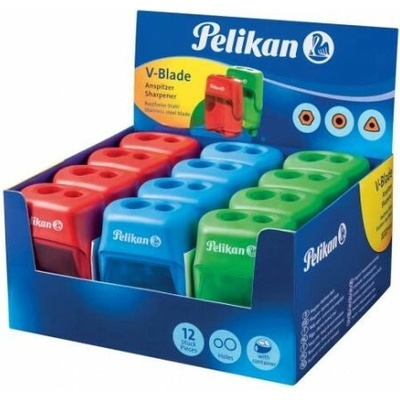 Strúhadlo Pelikan V-Blade plastové s 2 otvormi mix farieb, displej 12 ks