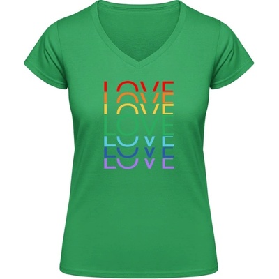 Soft Style V Tričko Gildan Dúhový dizajn Love Love Love Irish Green