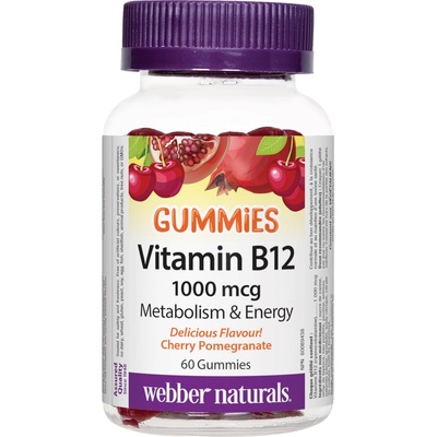 Webber Naturals Vitamin B12 Gummies, 1000 mcg, 60 таблетки, Webber Naturals