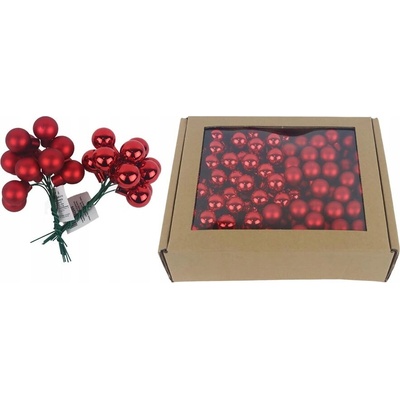 Morex Sklenené vianočné gule na drôtiku červené, priemer 2 cm, S0570-08/BOX 144 ks