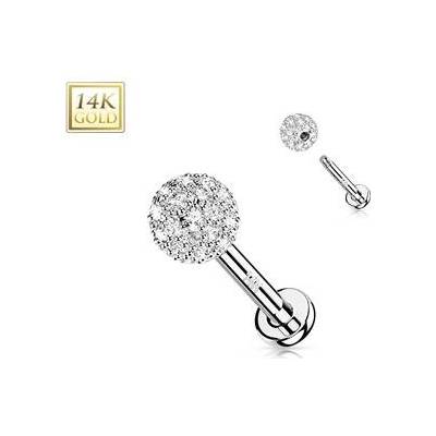 Šperky4U zlatý piercing do brady labreta zirkon ZL01234-1208-WG